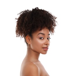 Photo of Portrait of beautiful Brazilian woman on white background