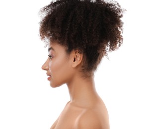 Photo of Portrait of beautiful Brazilian woman on white background