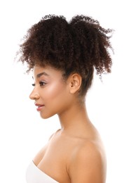 Photo of Portrait of beautiful Brazilian woman on white background
