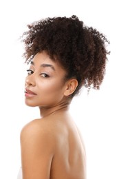 Photo of Portrait of beautiful Brazilian woman on white background