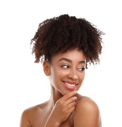 Photo of Portrait of beautiful Brazilian woman on white background