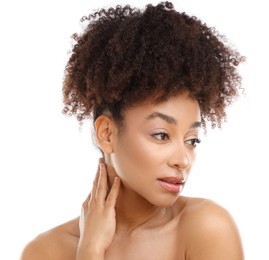 Photo of Portrait of beautiful Brazilian woman on white background