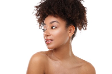 Photo of Portrait of beautiful Brazilian woman on white background