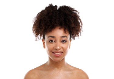 Photo of Portrait of beautiful Brazilian woman on white background