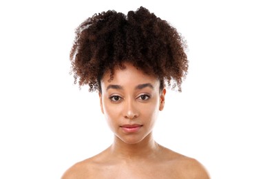 Photo of Portrait of beautiful Brazilian woman on white background