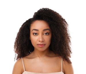 Photo of Portrait of beautiful Brazilian woman on white background