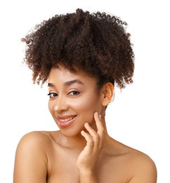 Photo of Portrait of beautiful Brazilian woman on white background