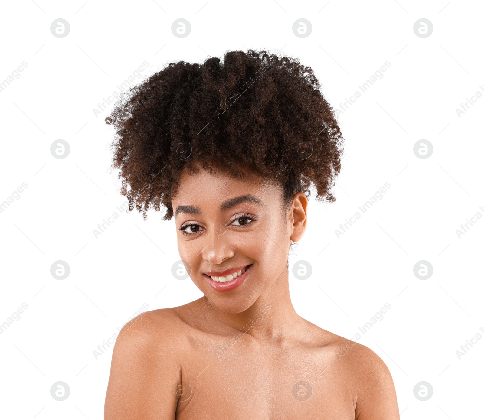 Portrait of beautiful Brazilian woman on white background Photo of Portrait of beautiful Brazilian woman on white background
