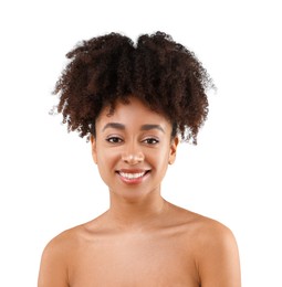 Photo of Portrait of beautiful Brazilian woman on white background
