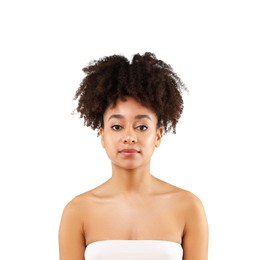 Photo of Portrait of beautiful Brazilian woman on white background