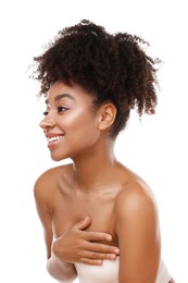Photo of Portrait of beautiful Brazilian woman on white background