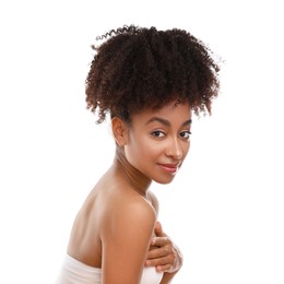 Photo of Portrait of beautiful Brazilian woman on white background