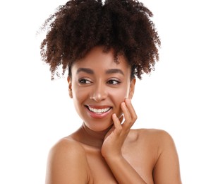 Photo of Portrait of beautiful Brazilian woman on white background