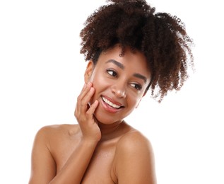 Photo of Portrait of beautiful Brazilian woman on white background