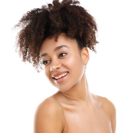 Photo of Portrait of beautiful Brazilian woman on white background