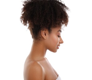 Photo of Portrait of beautiful Brazilian woman on white background