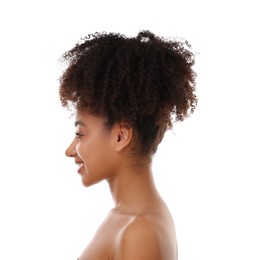 Photo of Portrait of beautiful Brazilian woman on white background