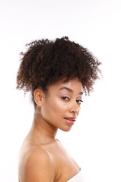 Photo of Portrait of beautiful Brazilian woman on white background