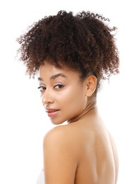 Photo of Portrait of beautiful Brazilian woman on white background