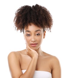 Photo of Portrait of beautiful Brazilian woman on white background