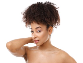 Photo of Portrait of beautiful Brazilian woman on white background