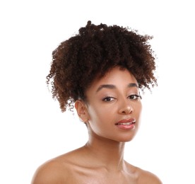 Photo of Portrait of beautiful Brazilian woman on white background