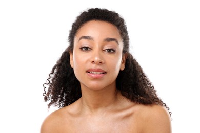 Photo of Portrait of beautiful Brazilian woman on white background