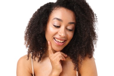Photo of Portrait of beautiful Brazilian woman on white background