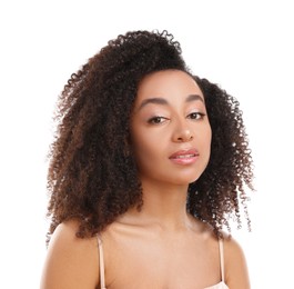 Photo of Portrait of beautiful Brazilian woman on white background