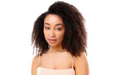 Photo of Portrait of beautiful Brazilian woman on white background
