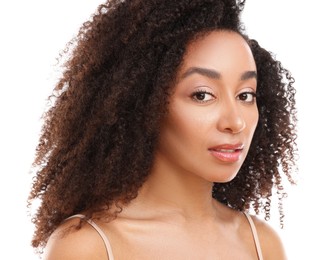 Photo of Portrait of beautiful Brazilian woman on white background