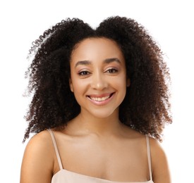Photo of Portrait of beautiful Brazilian woman on white background