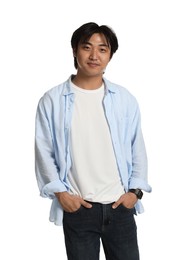 Photo of Portrait of handsome Asian man on white background