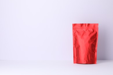 Photo of Zipper stand-up pouch on white background. Mockup for design