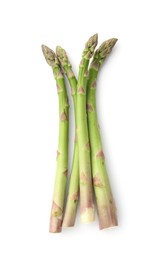 Photo of Fresh raw asparagus spears isolated on white, top view