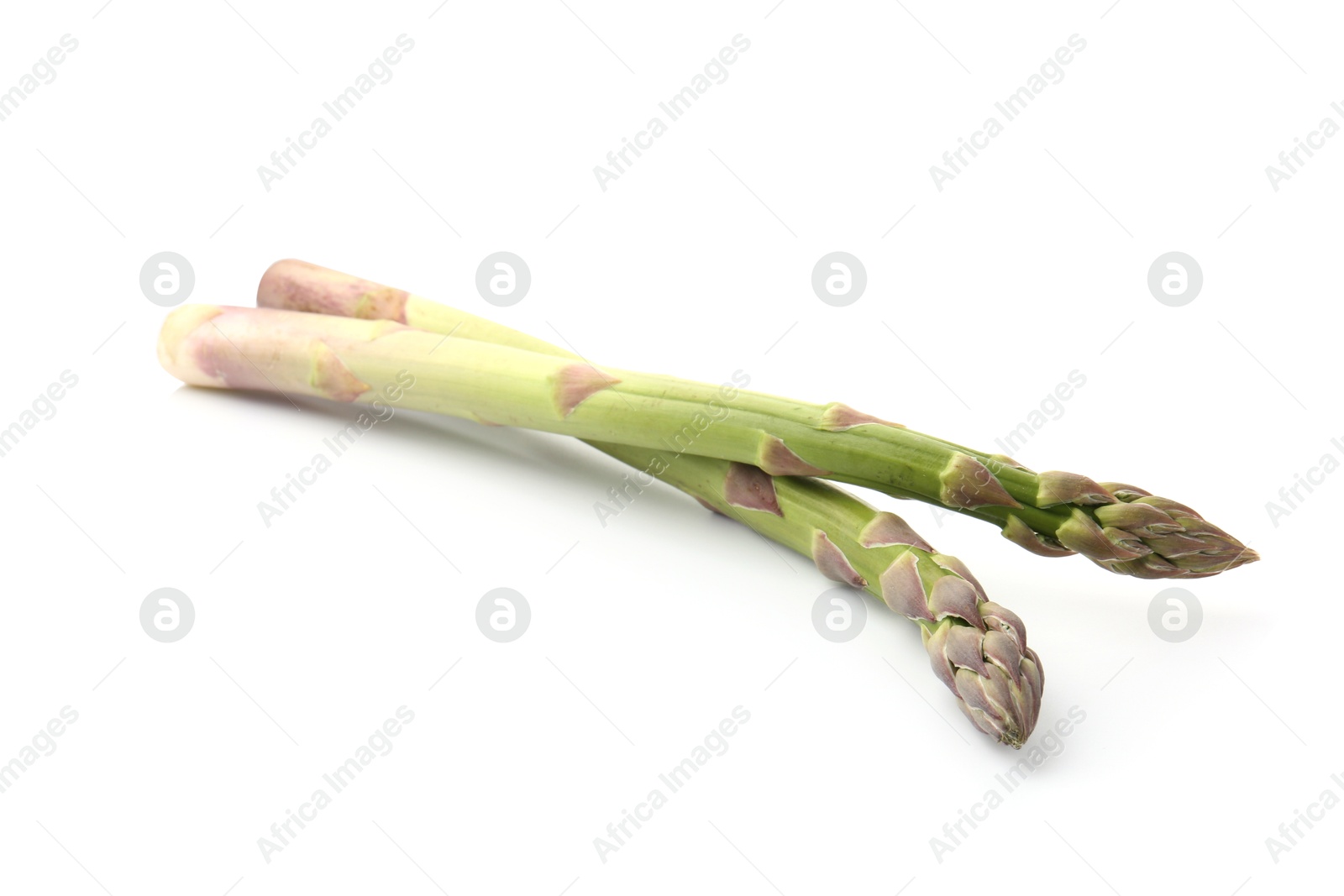 Fresh raw asparagus spears isolated on white Photo of Fresh raw asparagus spears isolated on white