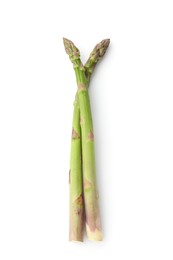 Photo of Fresh raw asparagus spears isolated on white, top view