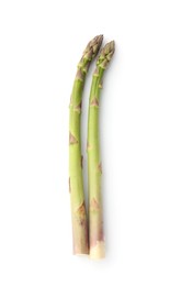 Photo of Fresh raw asparagus spears isolated on white, top view