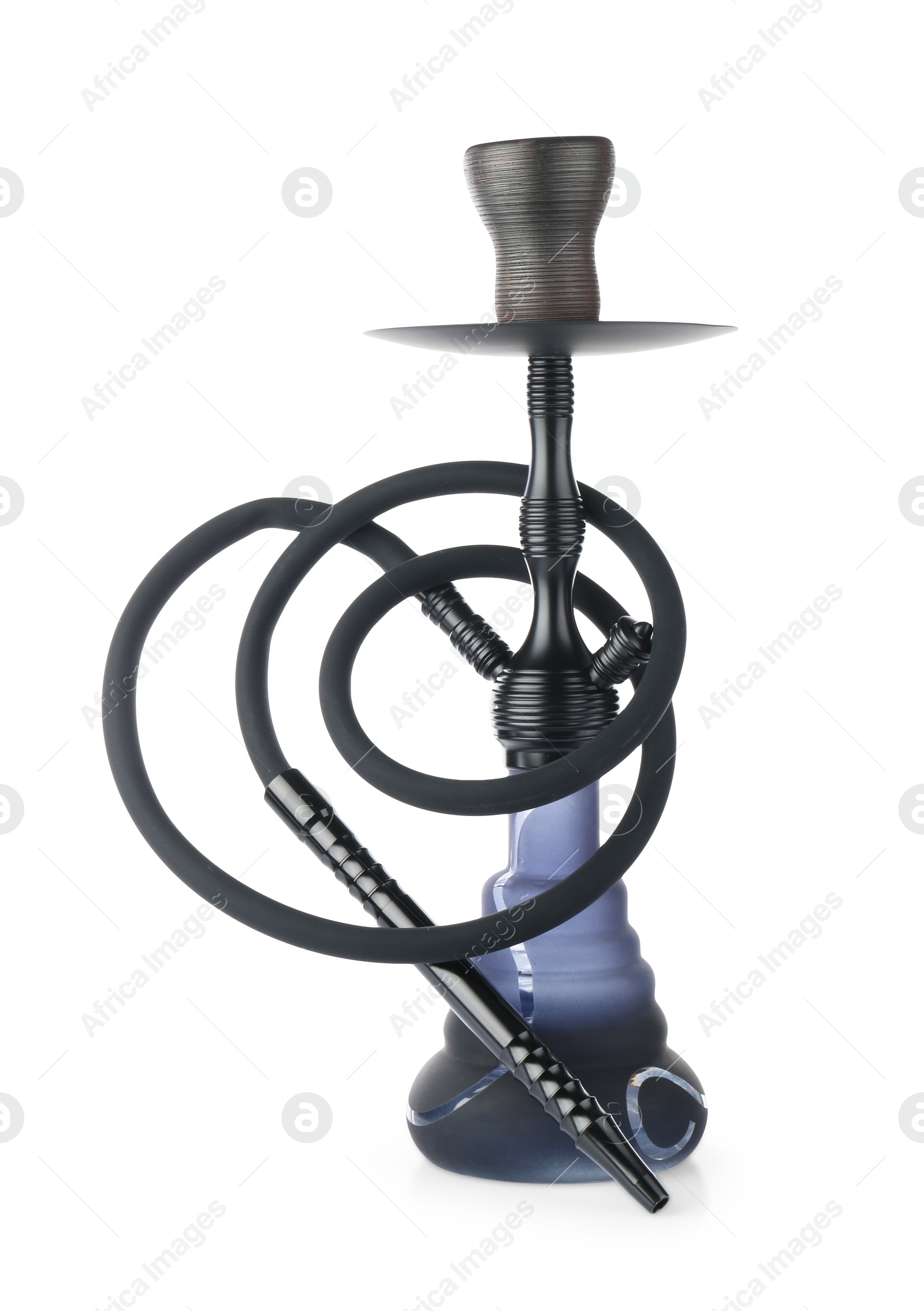 Photo of One dark traditional hookah isolated on white