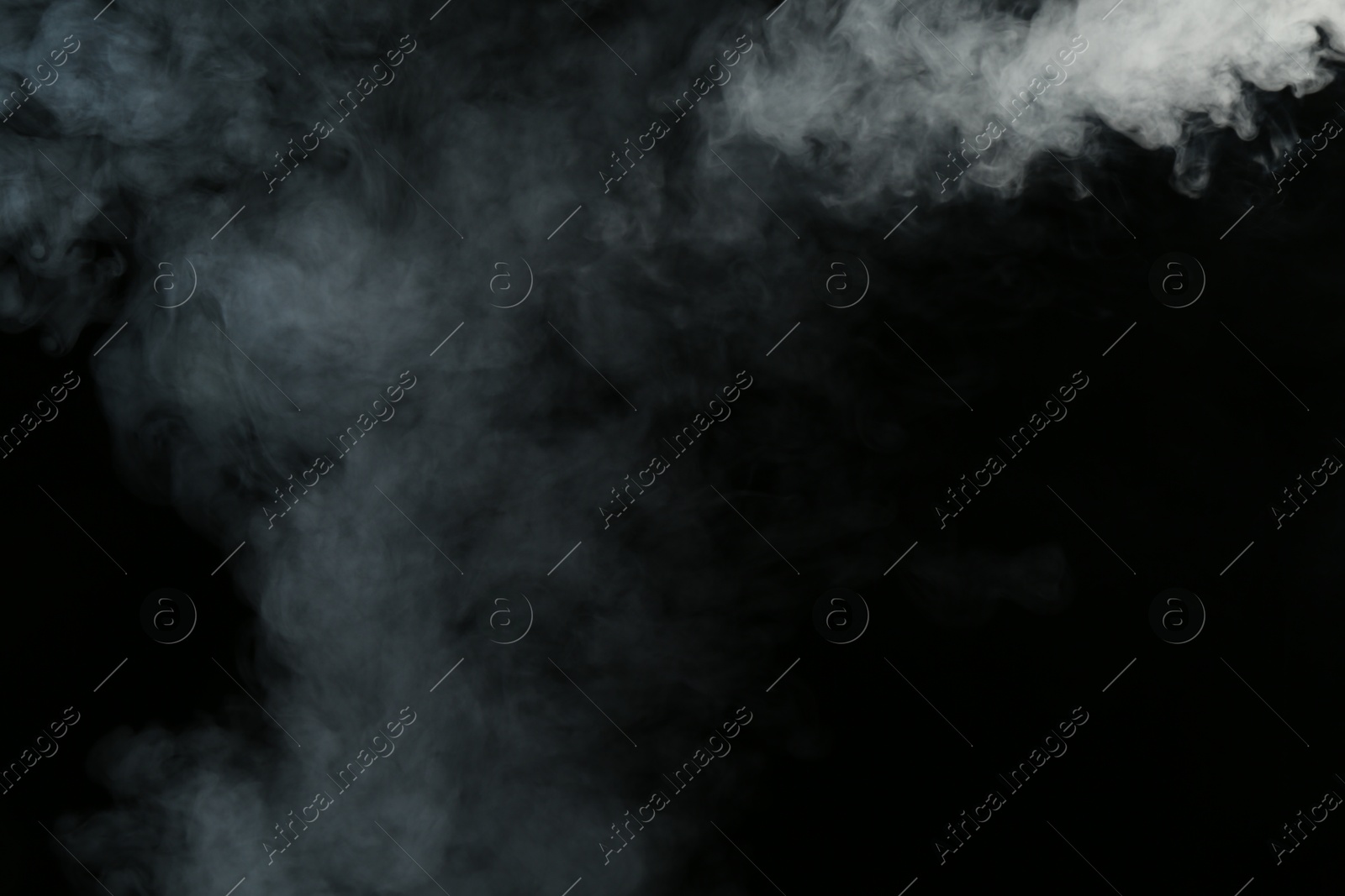 Photo of Hookah smoke on black background, closeup. Space for text