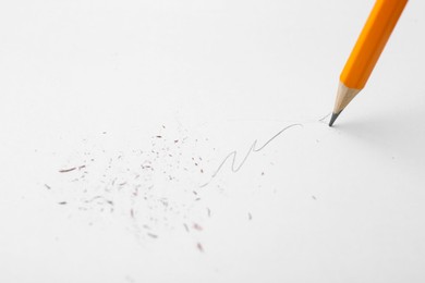 Photo of Graphite pencil drawing on paper sheet, closeup