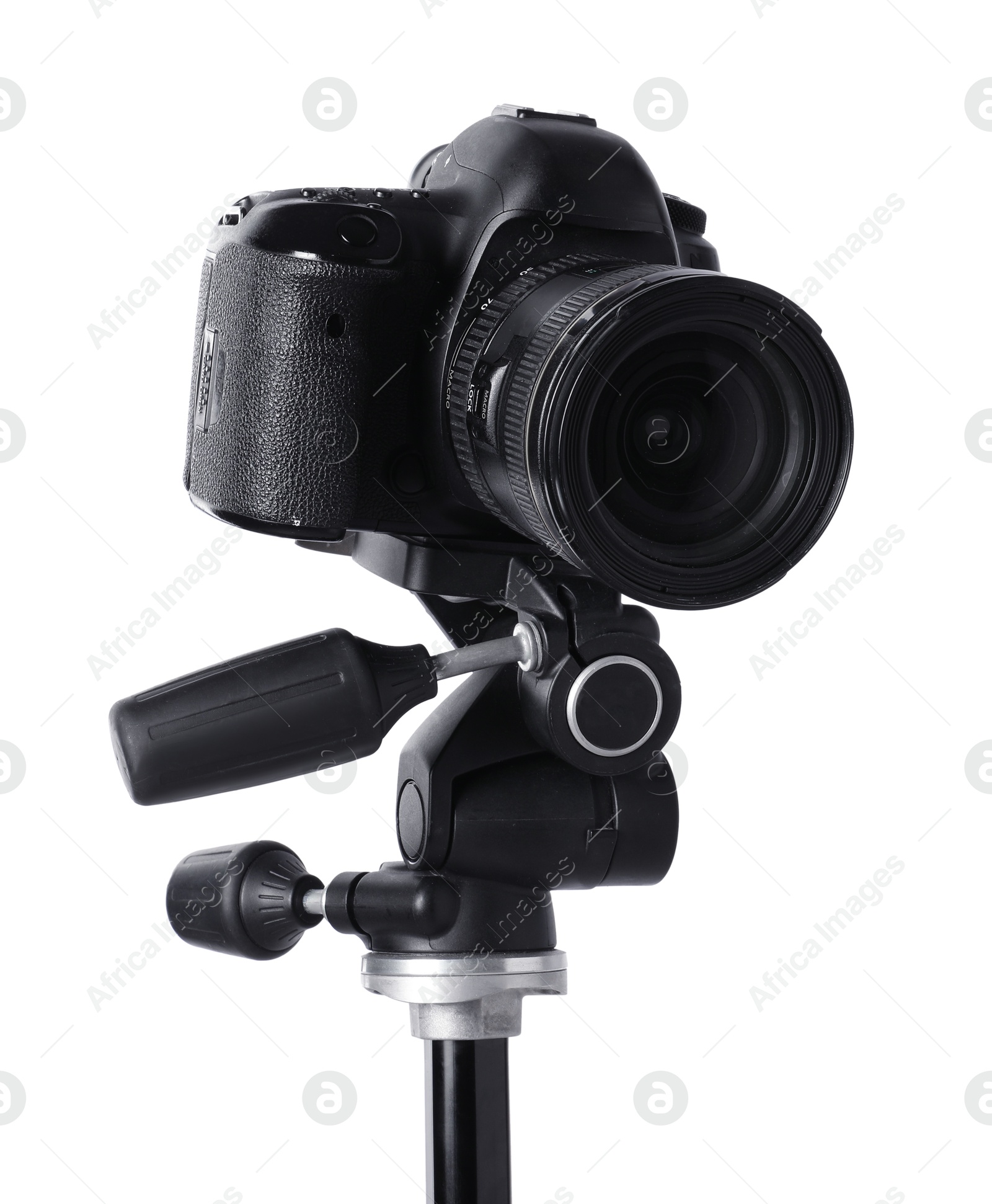 Modern professional video camera isolated on white Photo of Modern professional video camera isolated on white