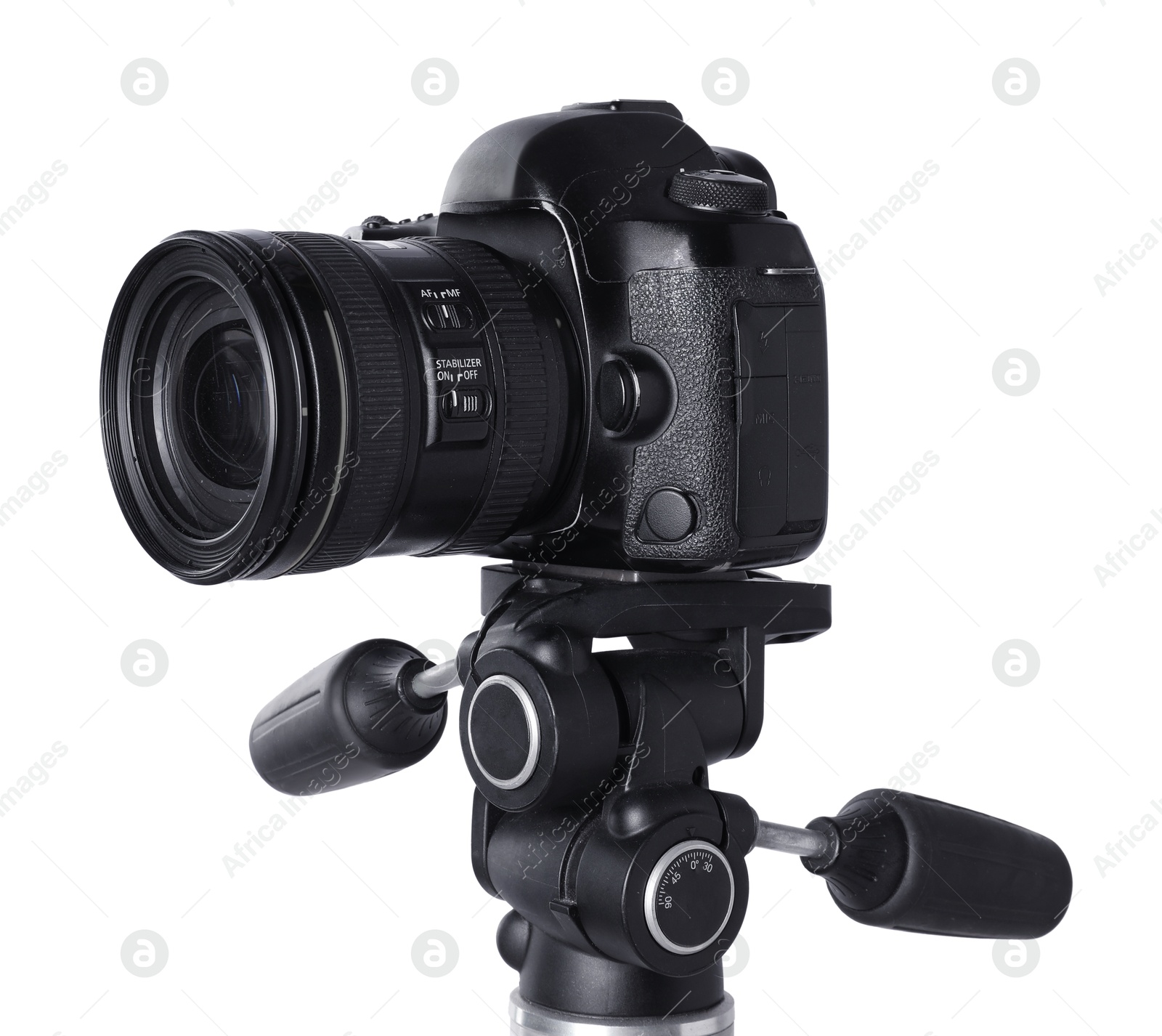 Modern professional video camera isolated on white Photo of Modern professional video camera isolated on white