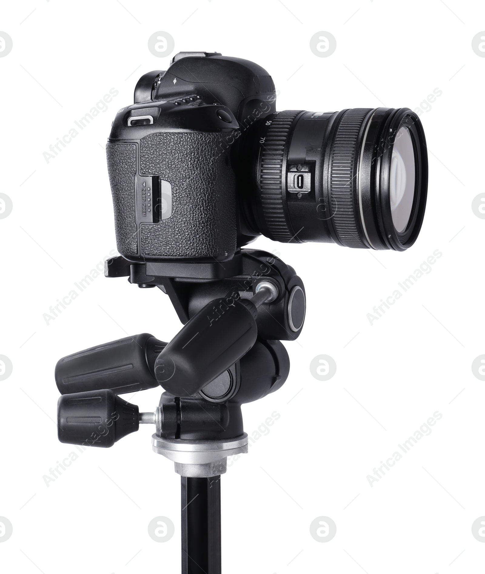 Modern professional video camera isolated on white Photo of Modern professional video camera isolated on white
