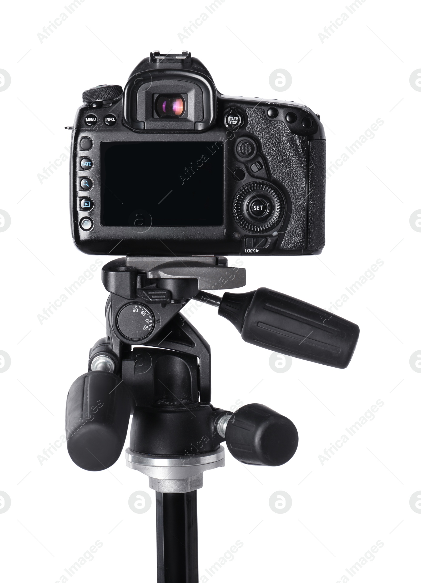 Modern professional video camera isolated on white Photo of Modern professional video camera isolated on white