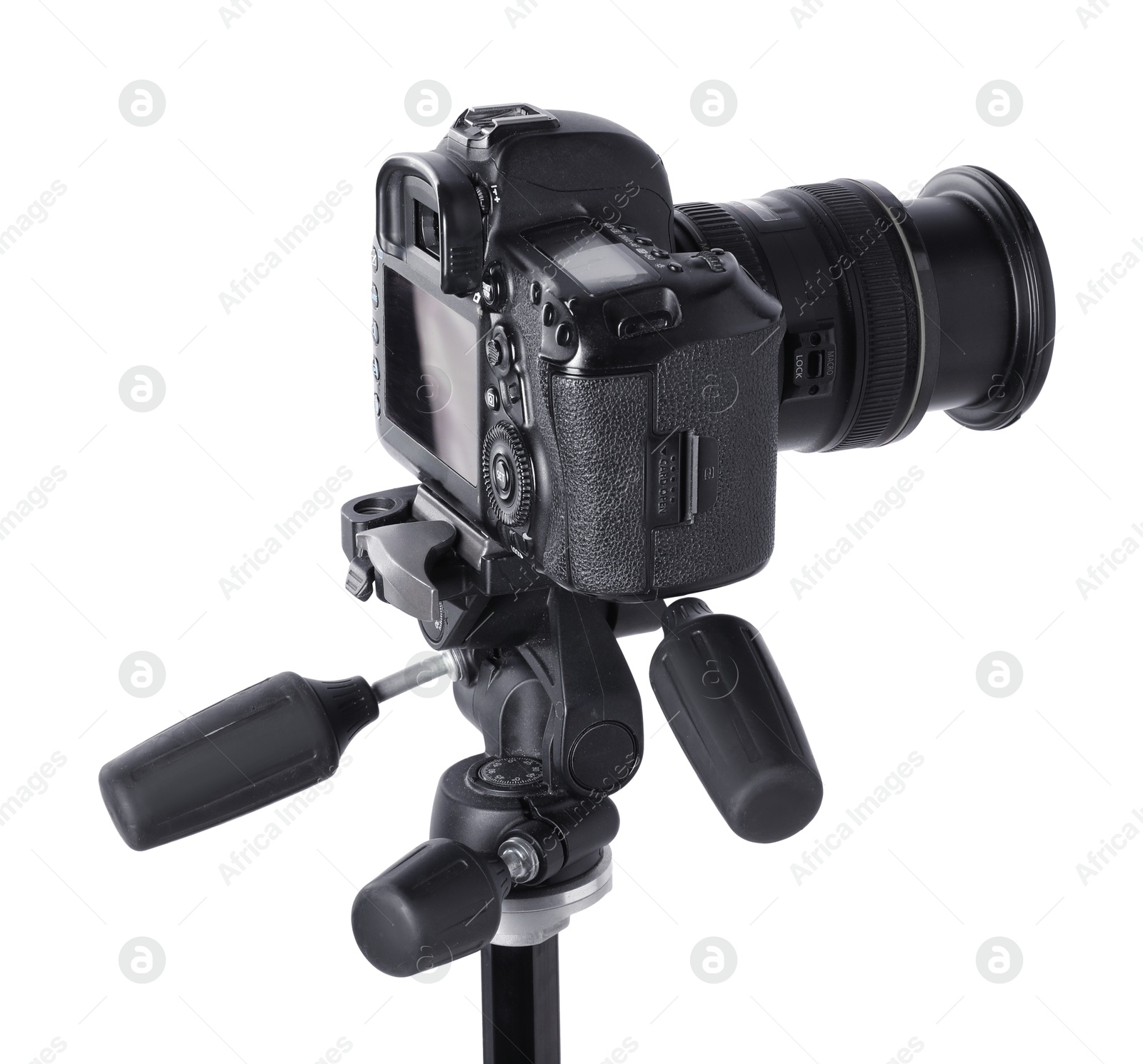 Modern professional video camera isolated on white Photo of Modern professional video camera isolated on white