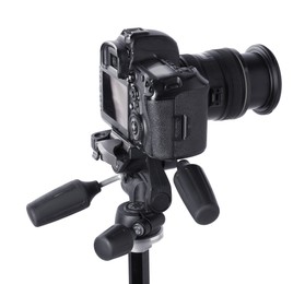Photo of Modern professional video camera isolated on white
