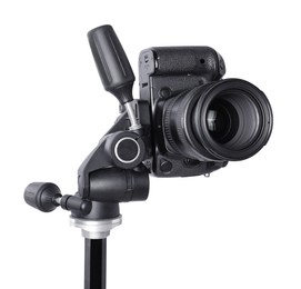 Photo of Modern professional video camera isolated on white