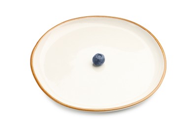 Photo of Plate with fresh blueberry isolated on white