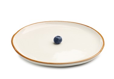 Photo of Plate with fresh blueberry isolated on white